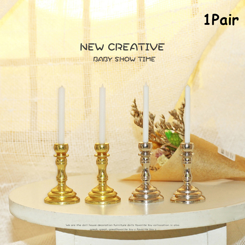 Candle Quotes - ドールハウス,ミニチュア,金属,キャンドル,シミュレーション,おもちゃ,家具装飾アクセサリー,1ペア1/12