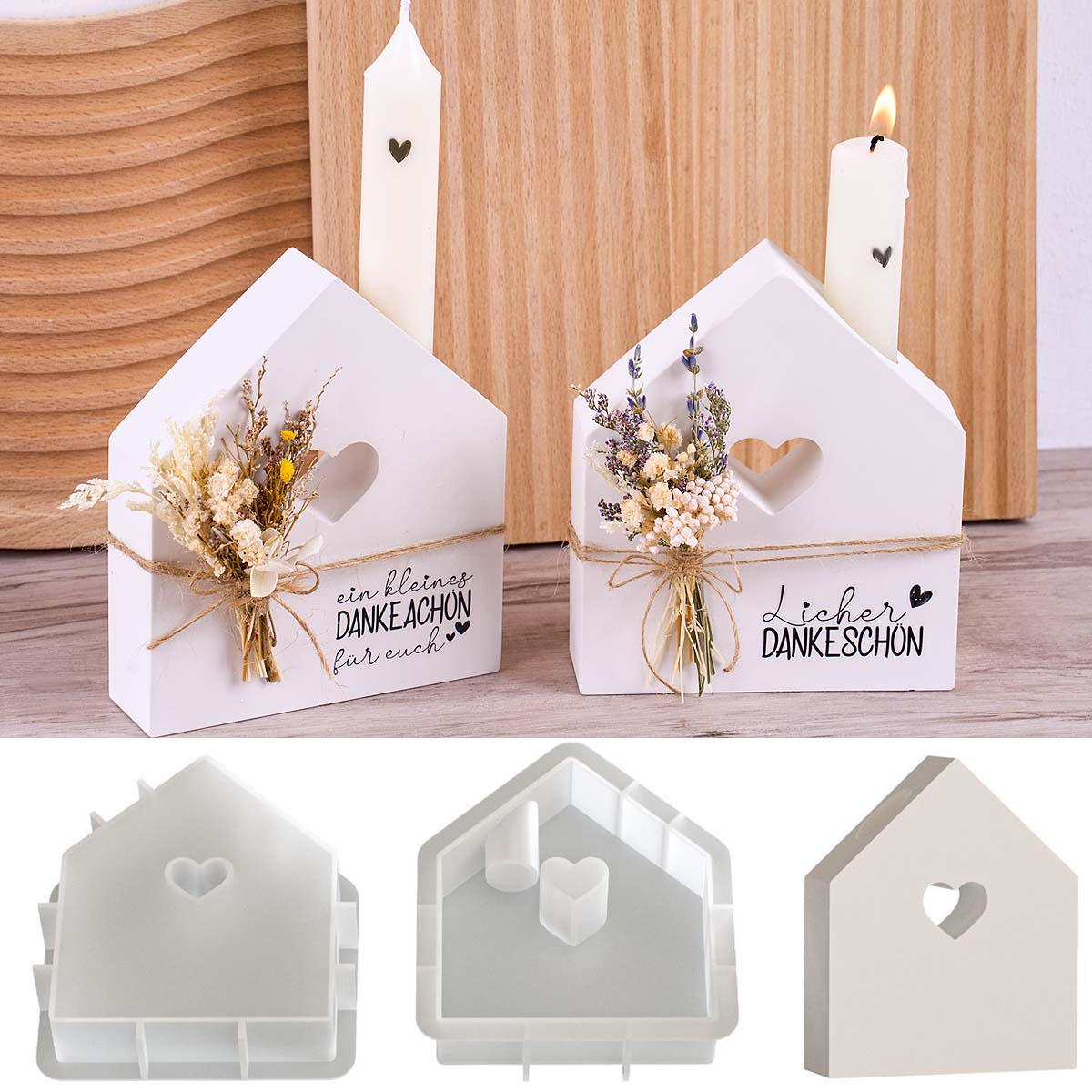 Candle Quotes - バレンタインデーキャンドルホルダーシリコンモールドDIY手作り中空ハートハウスキャンドルスティック製作型石膏樹脂ホームクラフトデ