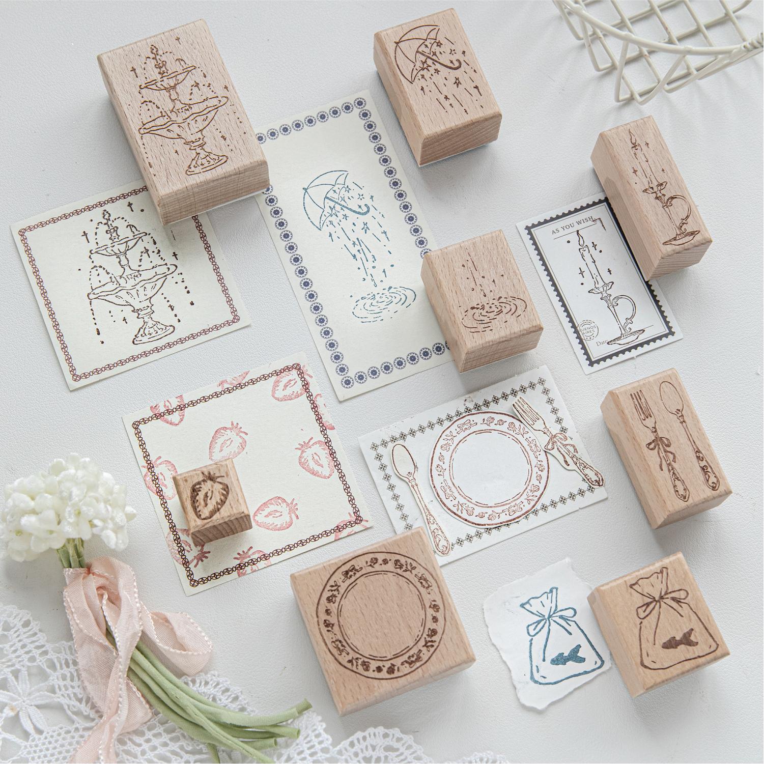 Candle Making Supplies Online - 噴水キャンドル食器キャンドルテーブルウェアデザイン木製スタンプDIYクラフト用品スクラップブッキング材料文房具趣味用シール