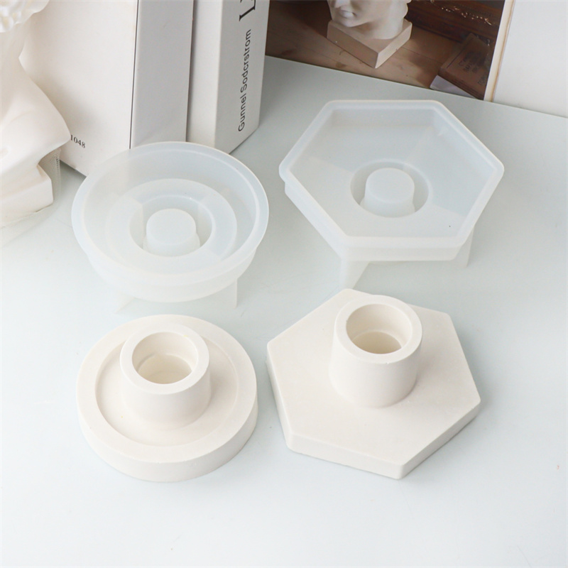 Candle Quotes - 丸棒型キャンドルスティックシリコンモールド DIY 六角形キャンドルホルダー コンクリートセメント石膏モールド エポキシ樹脂工芸品 ホームデコレーション