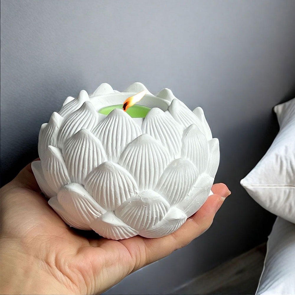 Candle Quotes - ロータス燭台シリコーン型 DIY キャンドルボウル容器コンクリート鋳造金型樹脂石膏香インサートアロマ炉金型