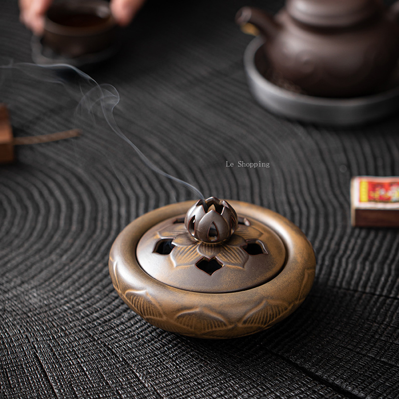 Zen Candle Supplies - アンティーク陶器 蓮の香りの線香 香炉/瞑想 禅 茶道 宗教用品