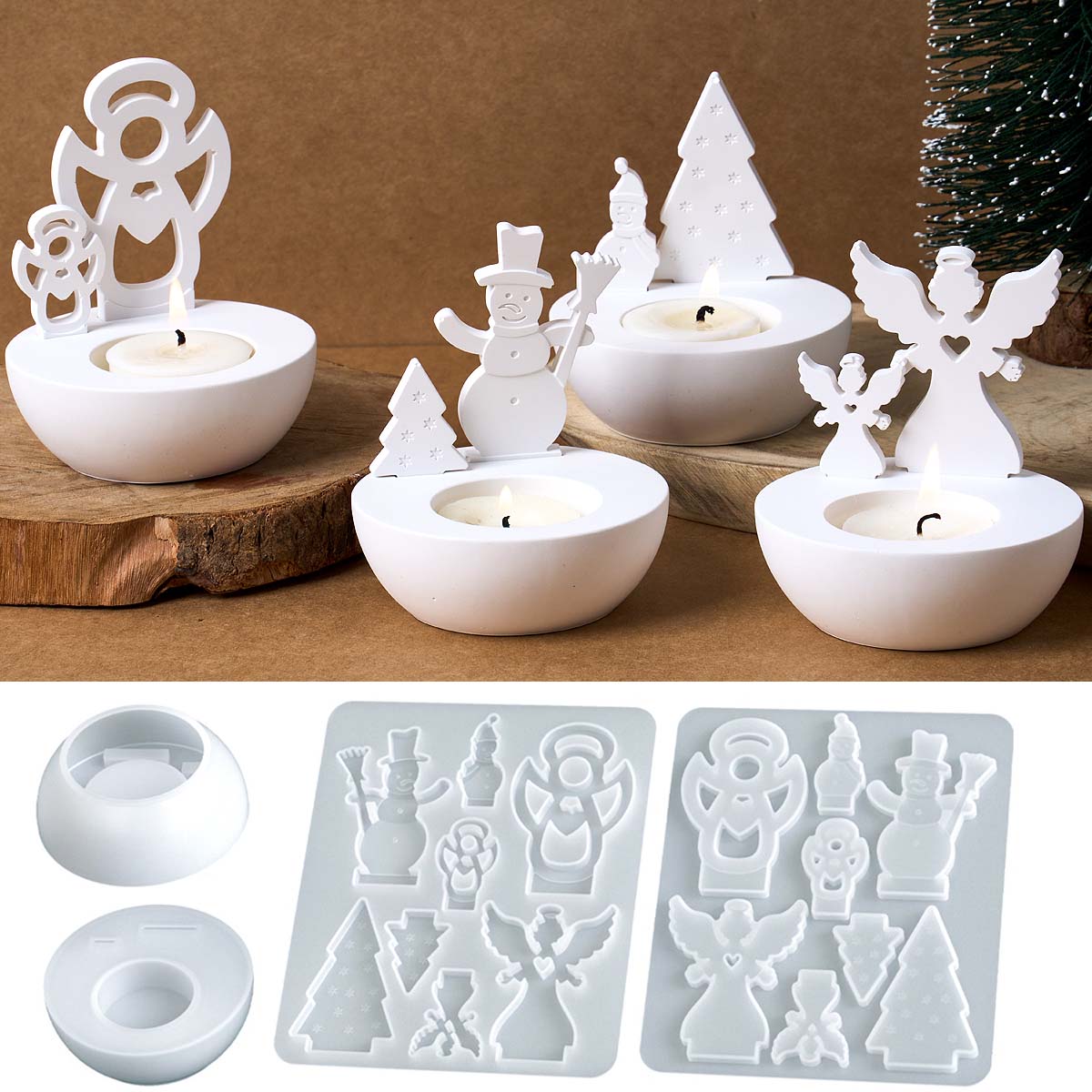 クリスマスツリー雪だるま天使燭台型DIYクリスマスオーナメン - Candle Quotes のレビューと価格