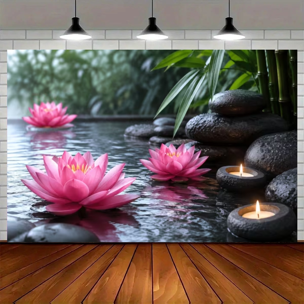 エレガントな蓮の花禅庭写真撮影背景リラックス竹キャンドル背景 - Zen Candle Supplies のレビューと価格