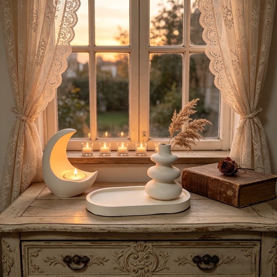 ムーンキャンドルスティック、北欧風花瓶、楕円形トレイを含む4 - Candle Quotes のレビューと価格
