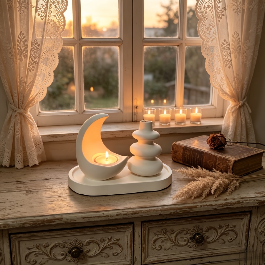 ムーンキャンドルスティック、北欧風花瓶、楕円形トレイを含む4 - Candle Quotes のレビューと価格