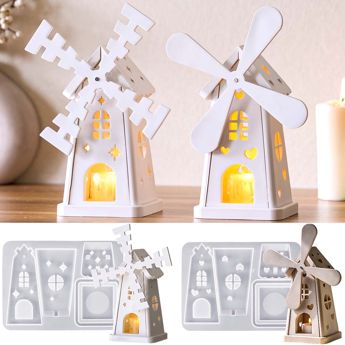 創造性を刺激する風車キャンドルホルダー シリコンモールド D - Candle Quotes のレビューと価格