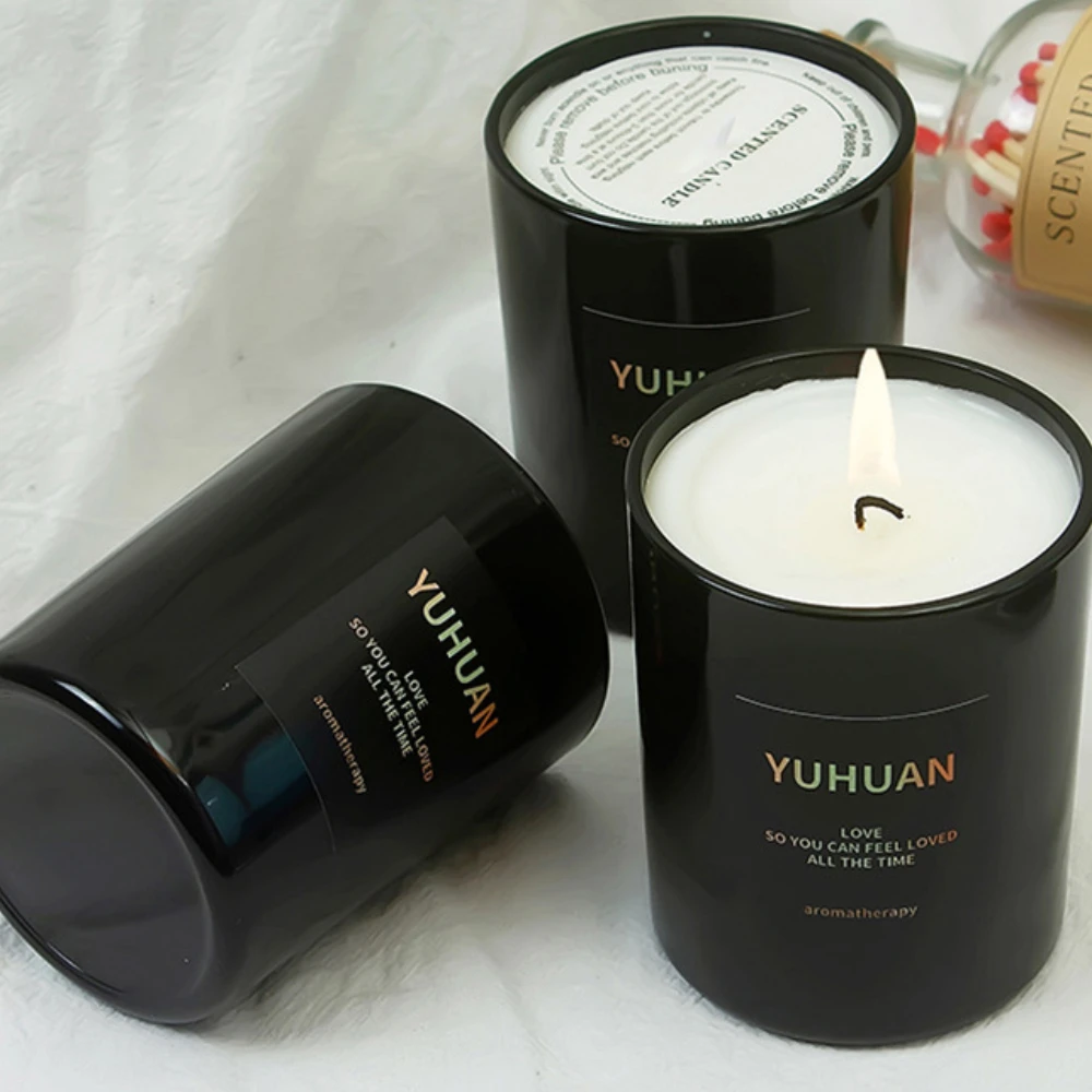 高級ガラスキャンドルジャーブラックホワイトガラスキャンドルホ - Candle Supplies Luxury のレビューと価格