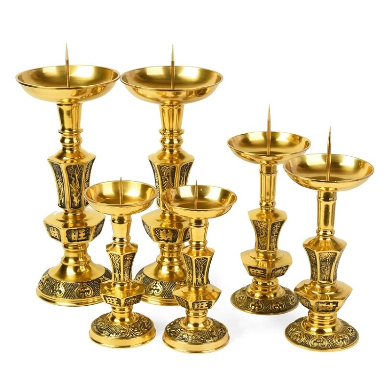 豪華で上品な真鍮製の燭台一対、寺院の装飾、仏具、結婚式の燭台 - Candle Supplies Luxury のレビューと価格